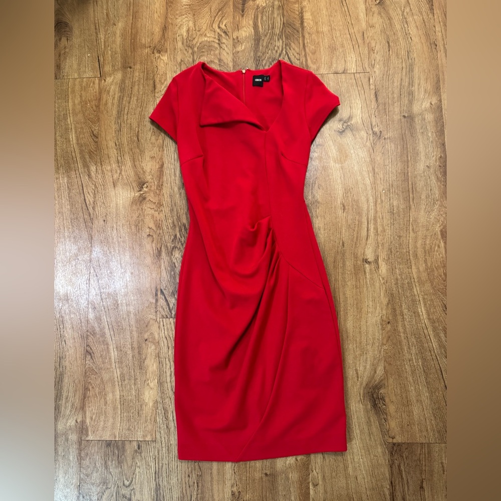 ASOS Women’s Size 8 Red Dress Classy Valentine’s Day Beautiful Red Rutched side